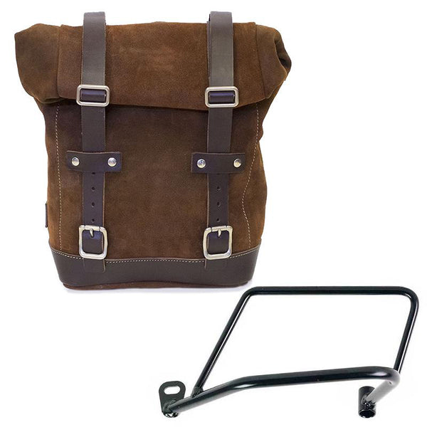 Unit Garage U002+1021SX Waxed Suede Side Pannier + Left Subframe Kawasaki Z650RS - Z900RS