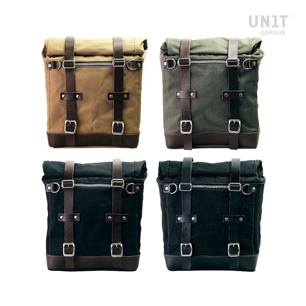 Unit Garage U201+3860DX_P Canvas Side Pannier Scram 22L-30L + Right Frame Royal Enfield Hunter 350