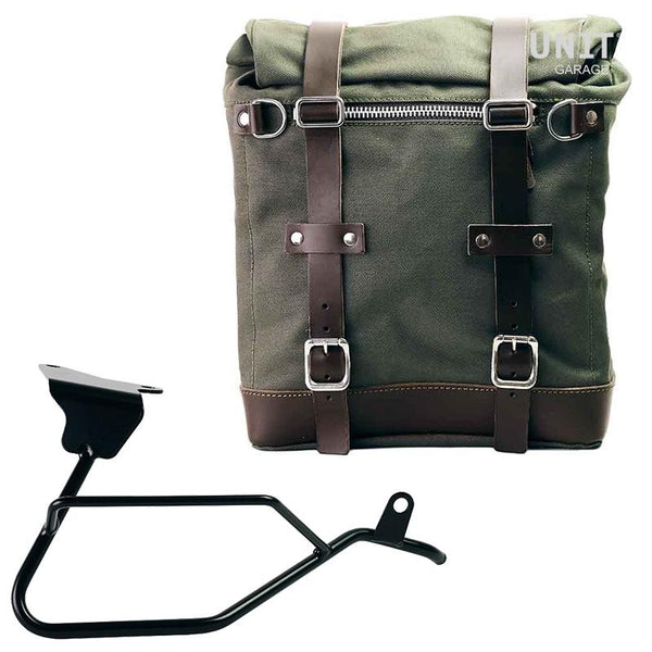 Unit Garage U201+2255DX Canvas Side Pannier Scram 22L-30L + Right subrame Moto Guzzi V100 Mandello