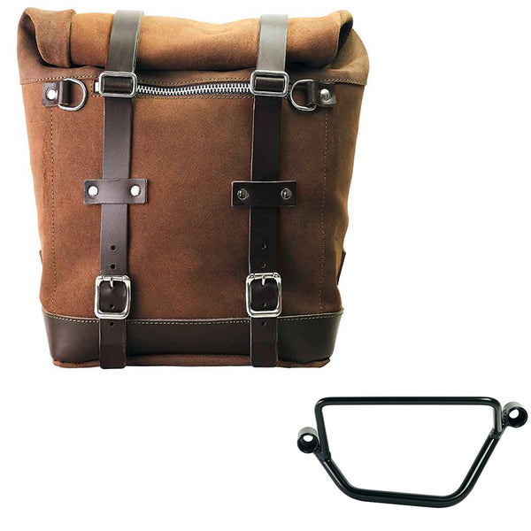 Unit Garage U202+4161SX Waxed suede side pannier Scram 22L-30L  + Left Frame Honda GB350S