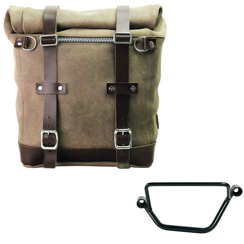 Unit Garage U202+4161SX Waxed suede side pannier Scram 22L-30L  + Left Frame Honda GB350S