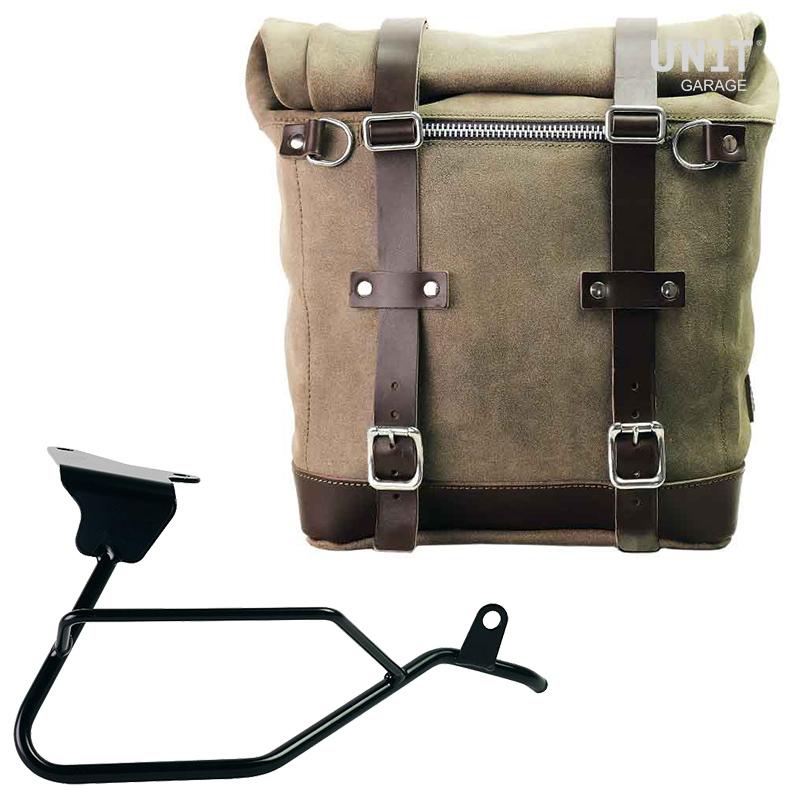 Unit Garage U202+2255DX Waxed suede side pannier Scram 22L-30L  + Right subrame Moto Guzzi V100 Mandello