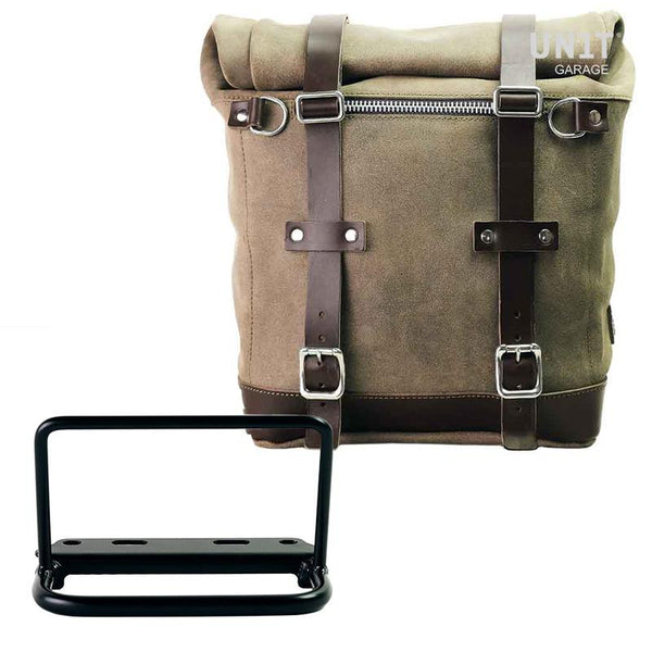 Unit Garage U202+3800 Waxed suede side pannier Scram 22L-30L + Subframe Royal Enfield Bear 650