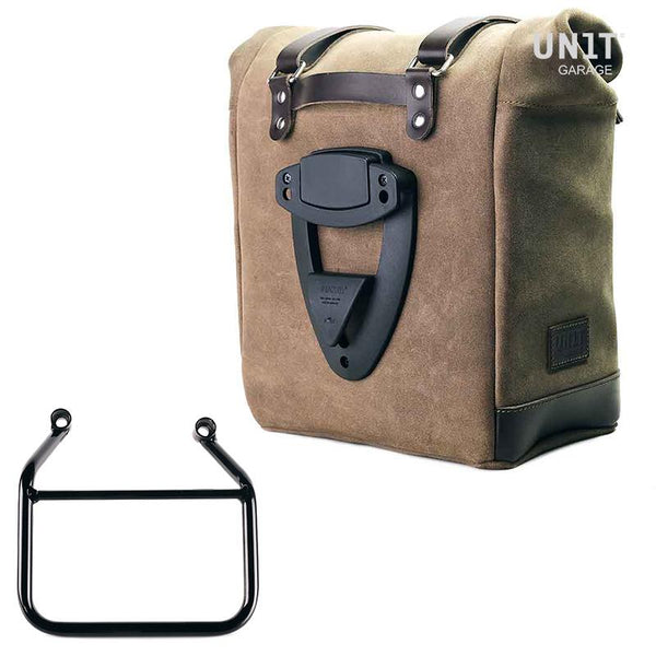 Unit Garage U202+4201DX Waxed suede side pannier Scram 22L-30L + Right subframe Triumph Scrambler 400 X (Only compatible with our low exhaust code: 4206Low)