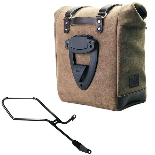 Unit Garage U202+4901DX Waxed suede side pannier Scram 22L-30L  + Right Frame Triumph Bonneville Bobber