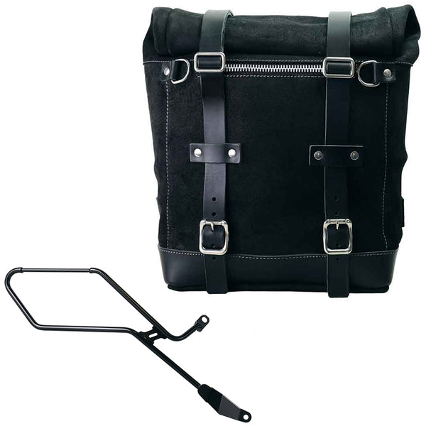 Unit Garage U202+4901DX Waxed suede side pannier Scram 22L-30L  + Right Frame Triumph Bonneville Bobber