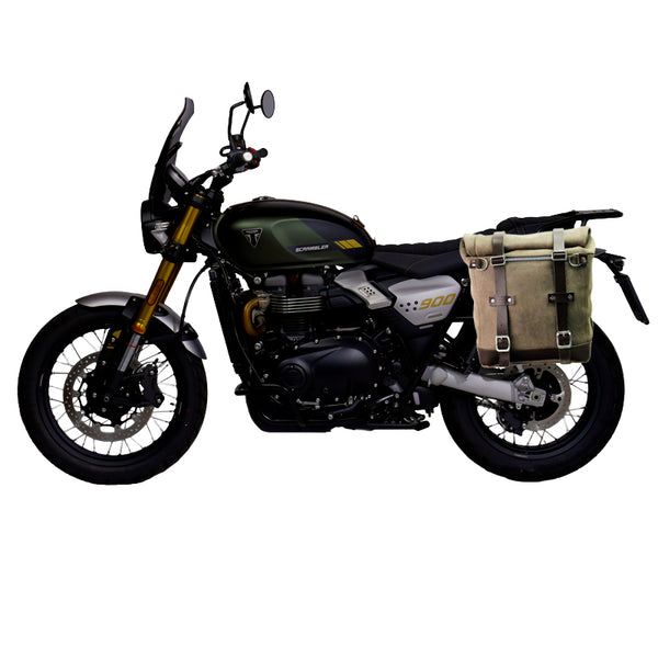 Unit Garage U202+3171SX Waxed suede side pannier Scram 22L-30L  + Left Subframe Triumph Street Scrambler 900 (2026 until now)
