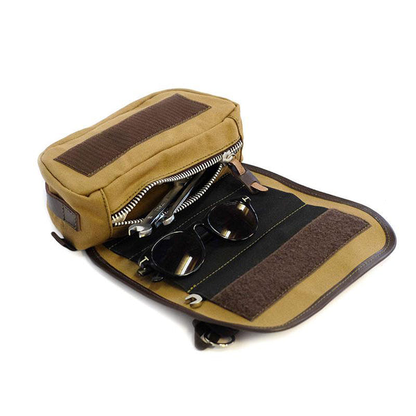 Unit Garage U037+A17 Sahara Canvas handlebar bag + Bracket for mounting on Triumph Scrambler 1200 XC-XE