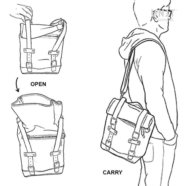 Unit Garage U202+4901DX Waxed suede side pannier Scram 22L-30L  + Right Frame Triumph Bonneville Bobber