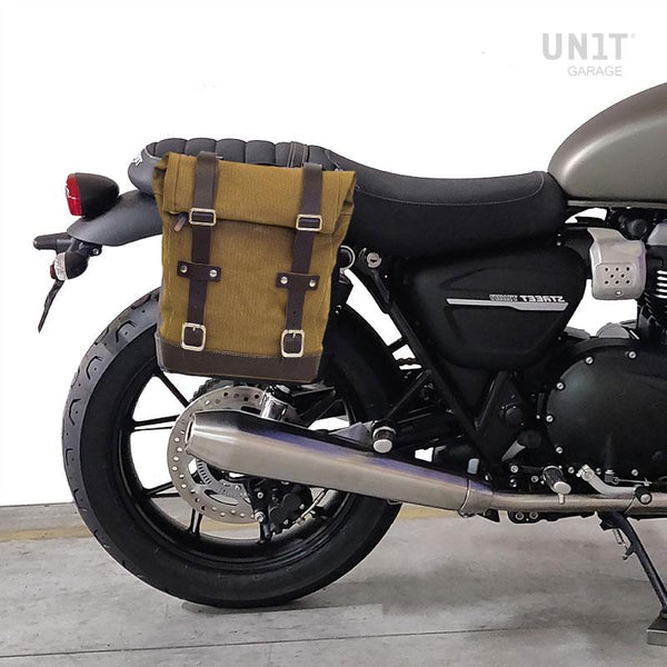 Unit Garage U201+1017DX Canvas Side Pannier Scram 22L-30L + Right Subframe Triumph Street Twin-Speed Twin 900 (2016 until now)
