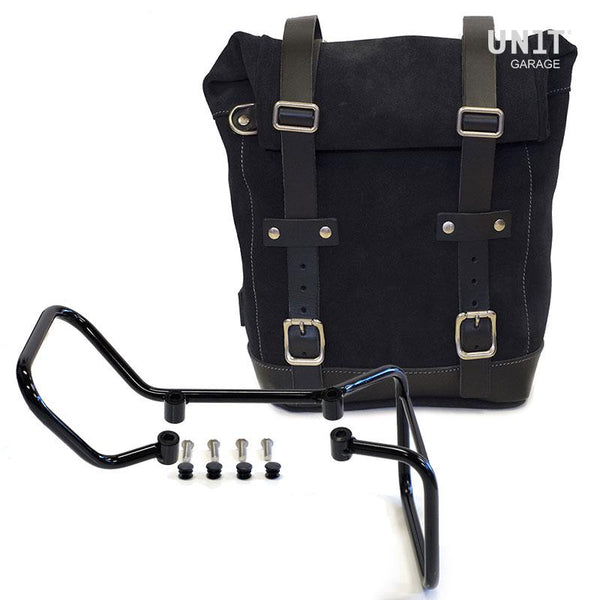 Unit Garage U002+3001 Waxed Suede Side Pannier + Subframe husqvarna vitpilen 701