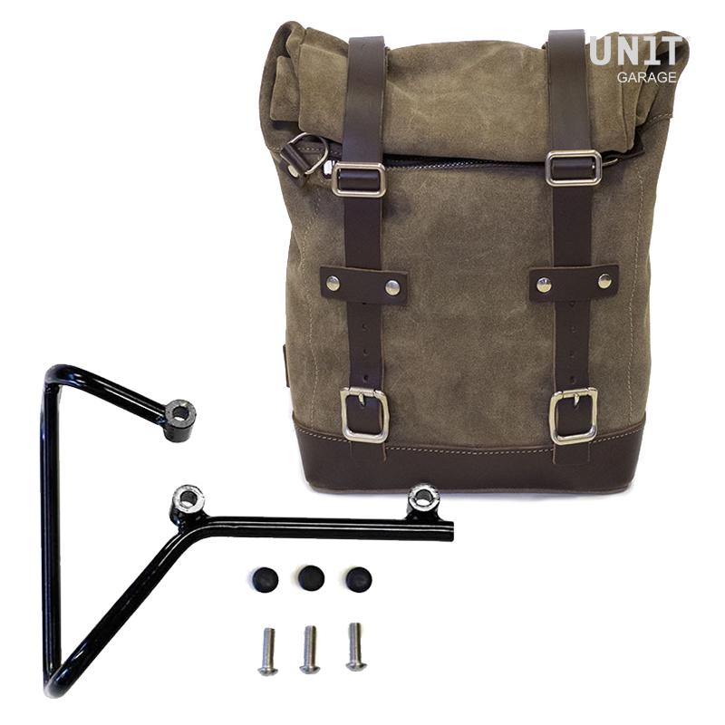 Unit Garage U002+3002 Waxed Suede Side Pannier + Subframe husqvarna svartpilen 701