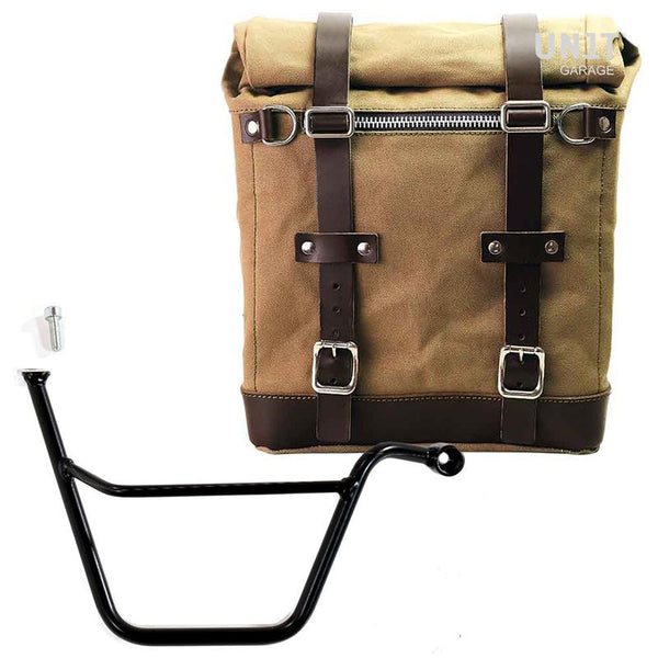 Unit Garage U201+1005DX Canvas Side Pannier Scram 22L-30L + Right Subframe Triumph T100 Bonneville (2001-2016)