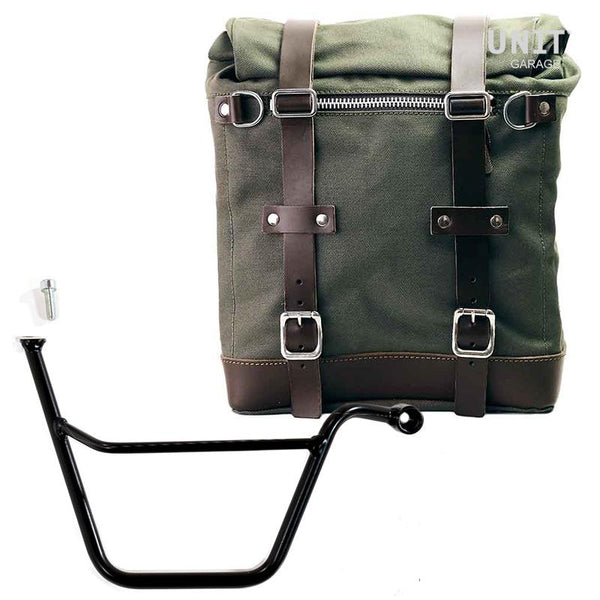 Unit Garage U201+1005DX Canvas Side Pannier Scram 22L-30L + Right Subframe Triumph T100 Bonneville (2001-2016)