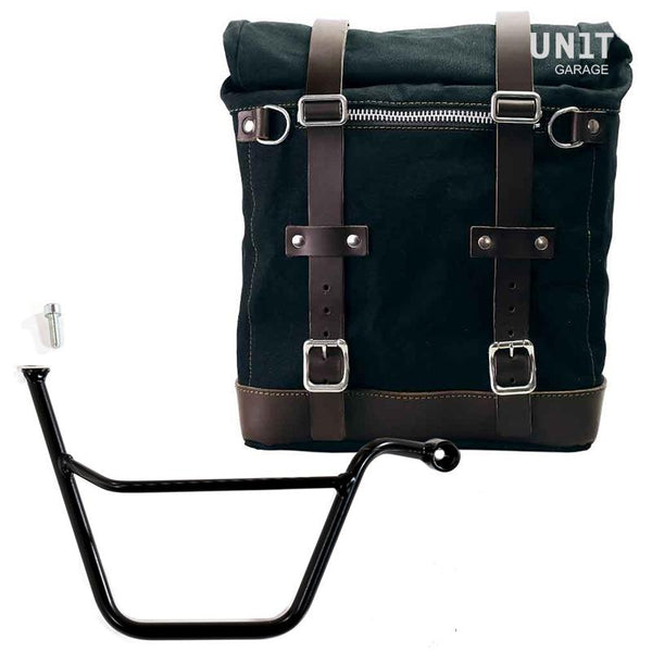 Unit Garage U201+1005DX Canvas Side Pannier Scram 22L-30L + Right Subframe Triumph T100 Bonneville (2001-2016)