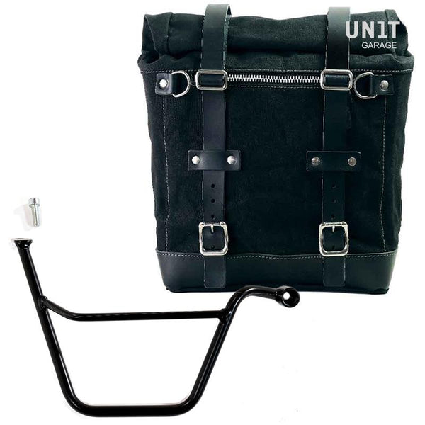 Unit Garage U201+1005DX Canvas Side Pannier Scram 22L-30L + Right Subframe Triumph T100 Bonneville (2001-2016)
