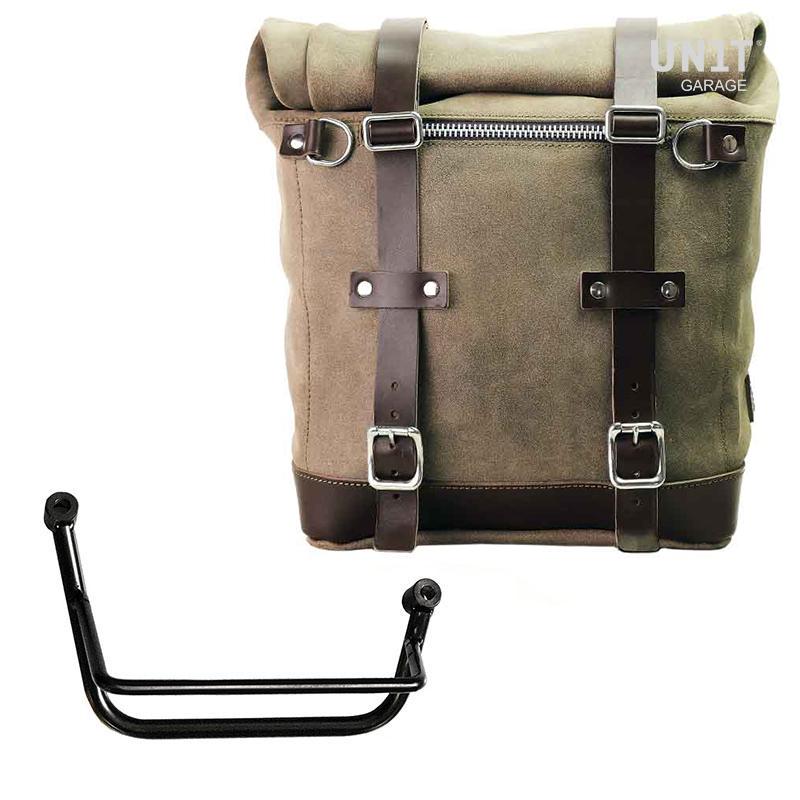 Unit Garage U202+2251DX Waxed suede side pannier Scram 22L-30L + Right Subframe Guzzi V85 TT