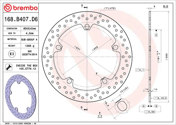 BREMBO 168B407D6 official product image 2