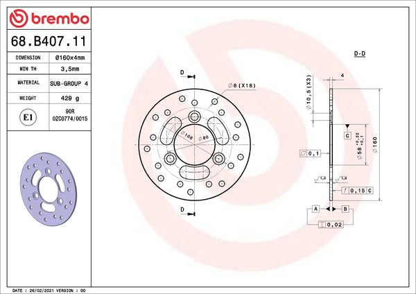 BREMBO 68B40711 official product image 2