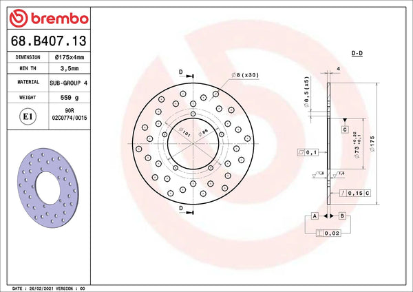 BREMBO 68B40713 official product image 2