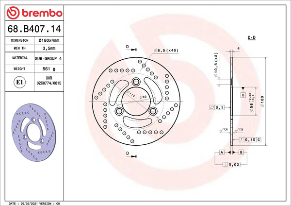 BREMBO 68B40714 official product image 2