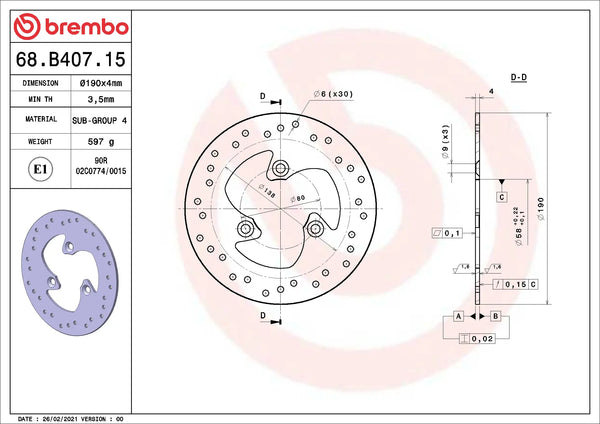 BREMBO 68B40715 official product image 2