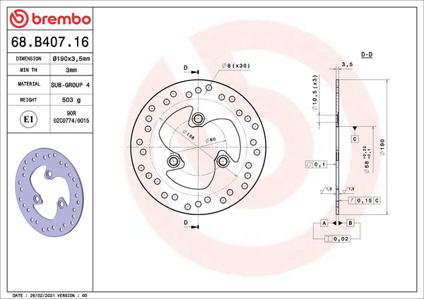 BREMBO 68B40716 official product image 2