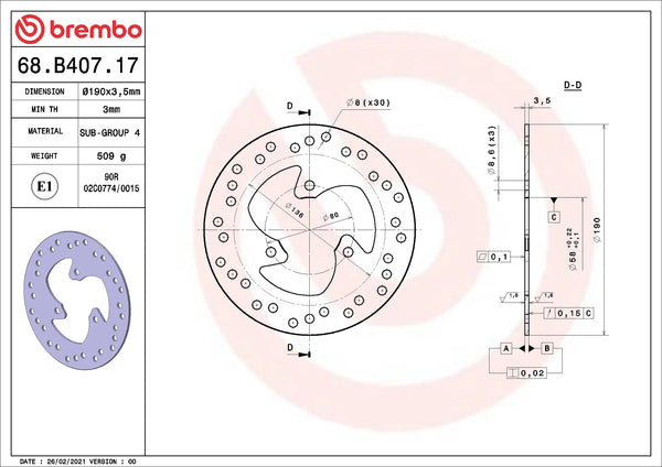 BREMBO 68B40717 official product image 2