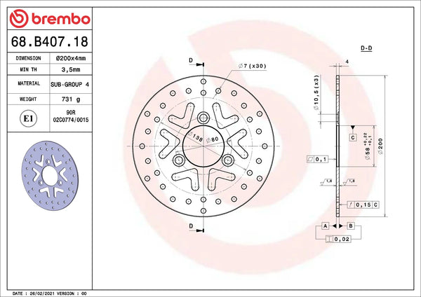 BREMBO 68B40718 official product image 2