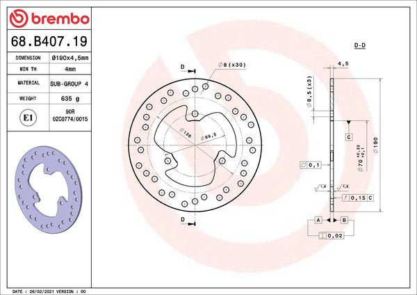 BREMBO 68B40719 official product image 2