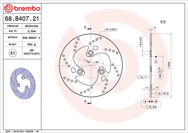 BREMBO 68B40721 official product image 2