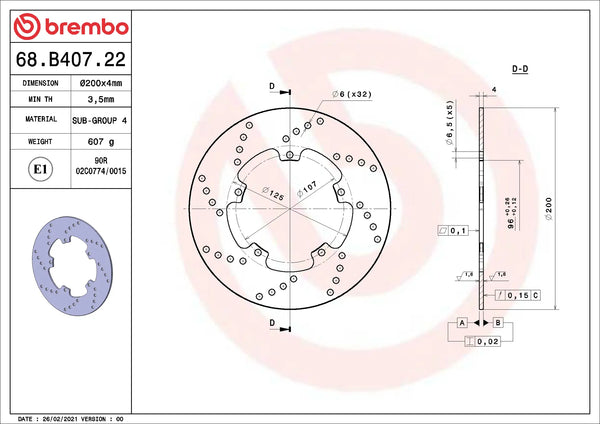 BREMBO 68B40722 official product image 2