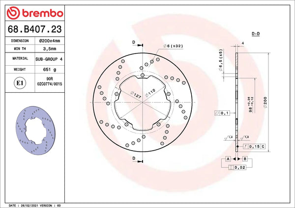 BREMBO 68B40723 official product image 2