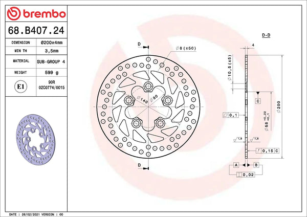 BREMBO 68B40724 official product image 2