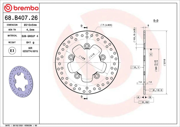 BREMBO 68B40726 official product image 2