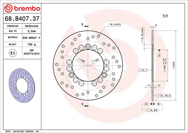 BREMBO 68B40737 official product image 2
