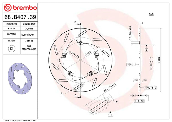 BREMBO 68B40739 official product image 2