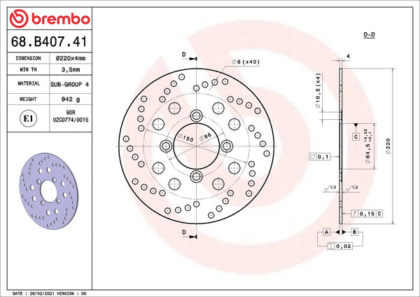 BREMBO 68B40741 official product image 2