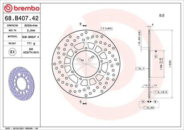 BREMBO 68B40742 official product image 2