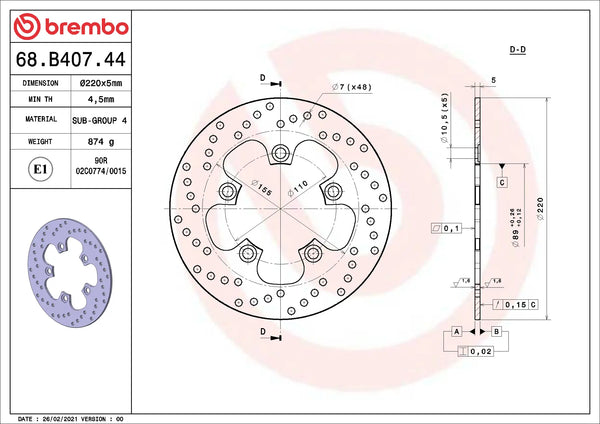 BREMBO 68B40744 official product image 2