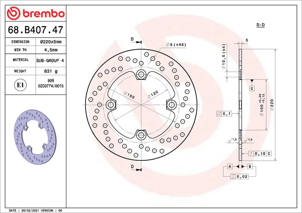 BREMBO 68B40747 official product image 2