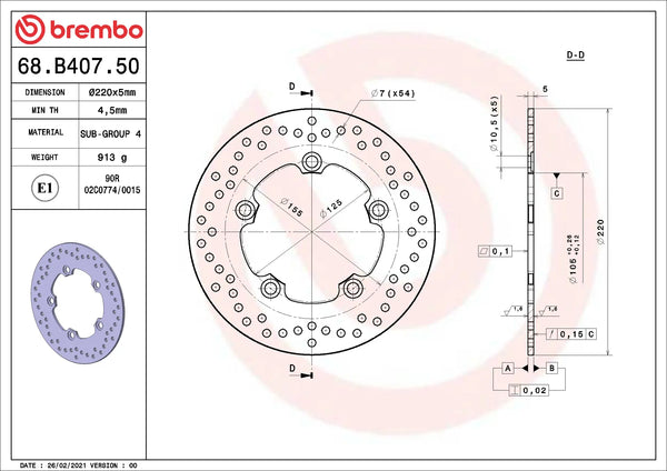 BREMBO 68B40750 official product image 2