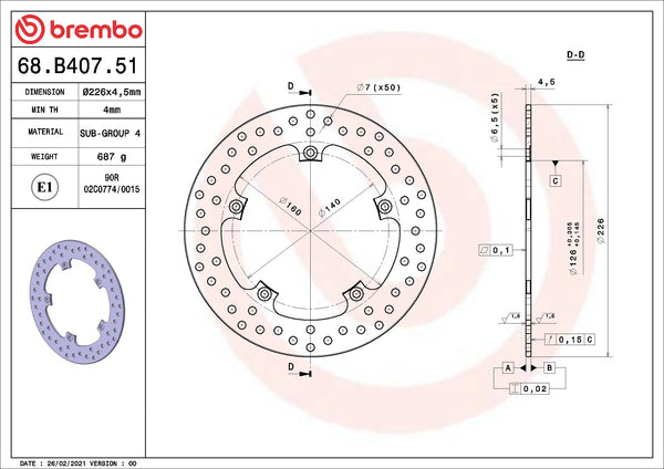 BREMBO 68B40751 official product image 2