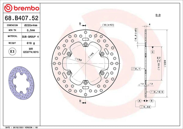 BREMBO 68B40752 official product image 2
