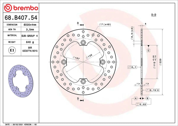 BREMBO 68B40754 official product image 2