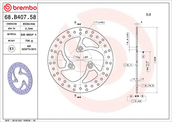 BREMBO 68B40758 official product image 2
