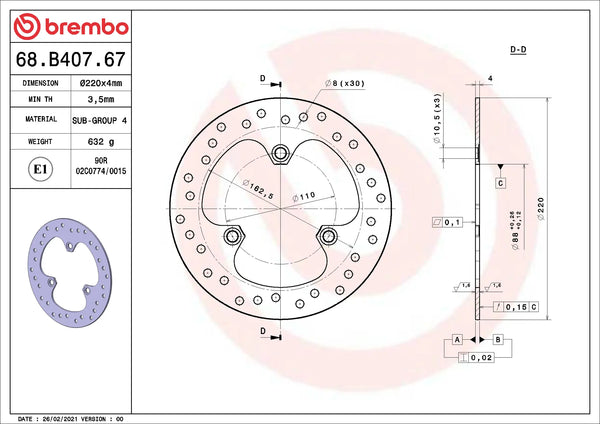 BREMBO 68B40767 official product image 2