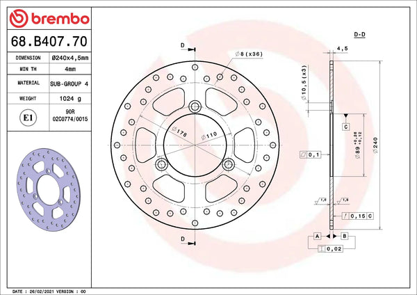 BREMBO 68B40770 official product image 2
