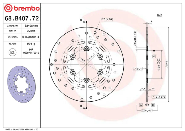 BREMBO 68B40772 official product image 2