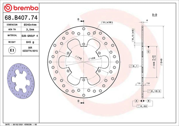 BREMBO 68B40774 official product image 2